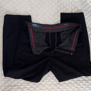 Ralph Lauren Black Wool Dress Pants with Red Argyle Trim - Read Description